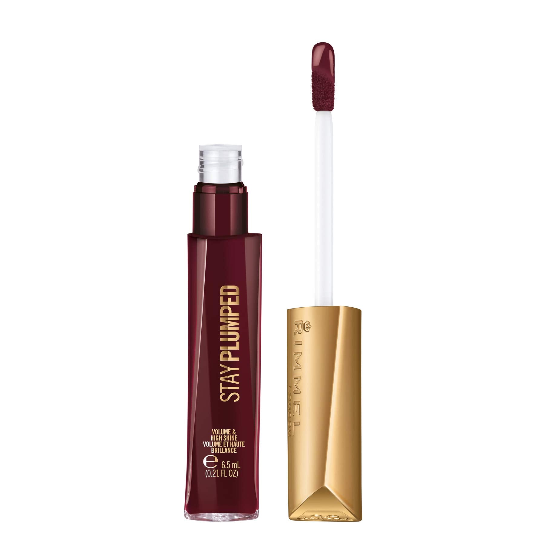 Rimmel Stay Plumped Lip Gloss, 841 Bittersweet Plum, Shelf Pack of 2