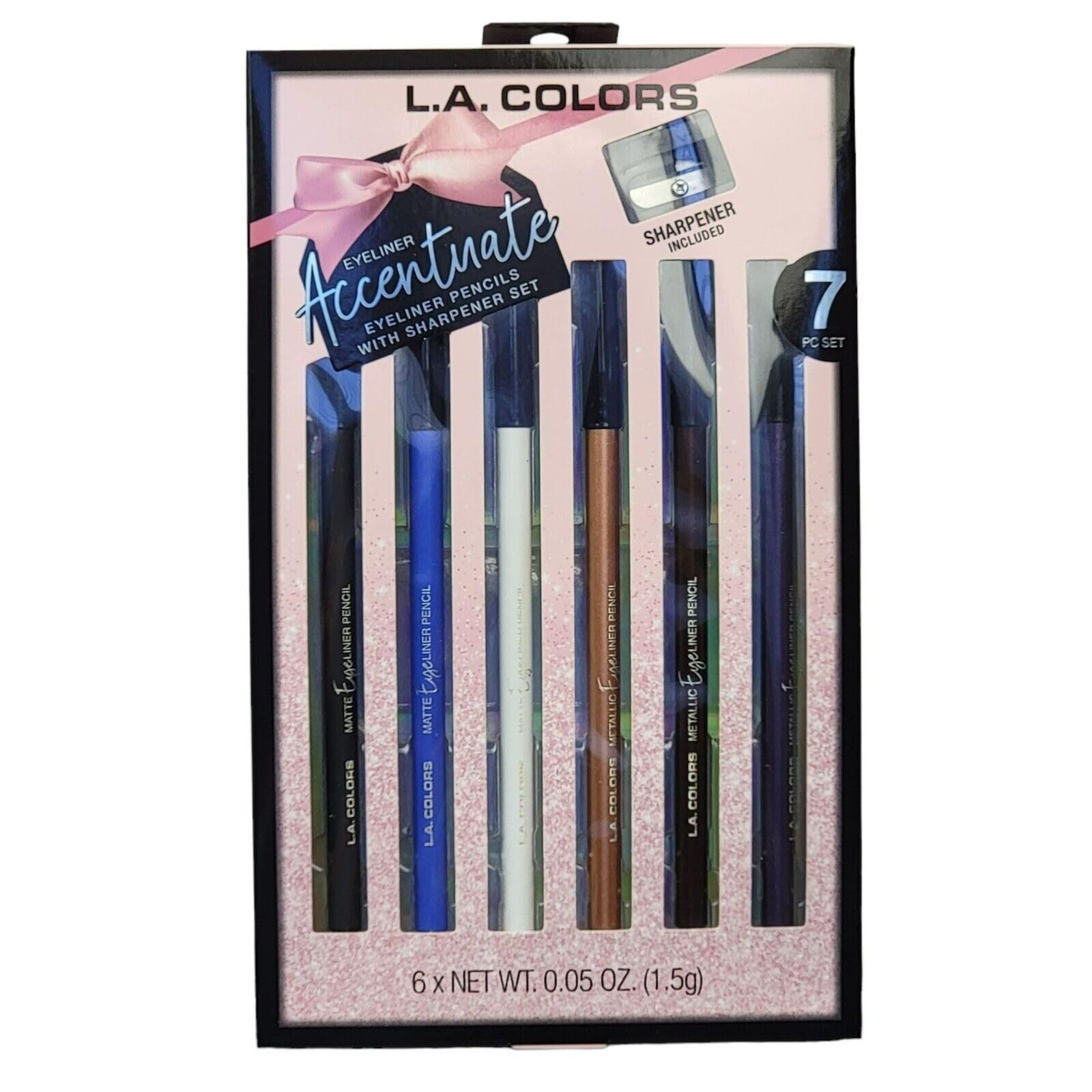 L.A. COLORS | Eyeliner Accentuate 7-Piece Eyeliner Pencils & Sharpener Set