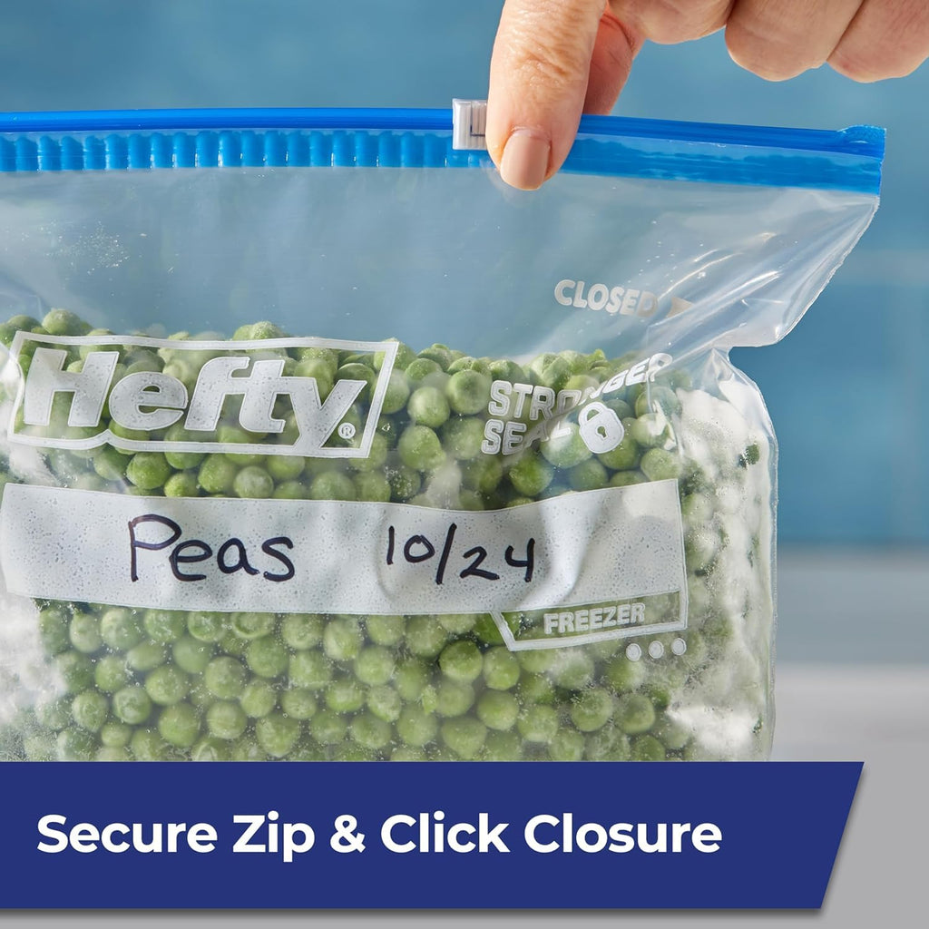 Hefty Freezer Slider Bags, Quart, 15 CT