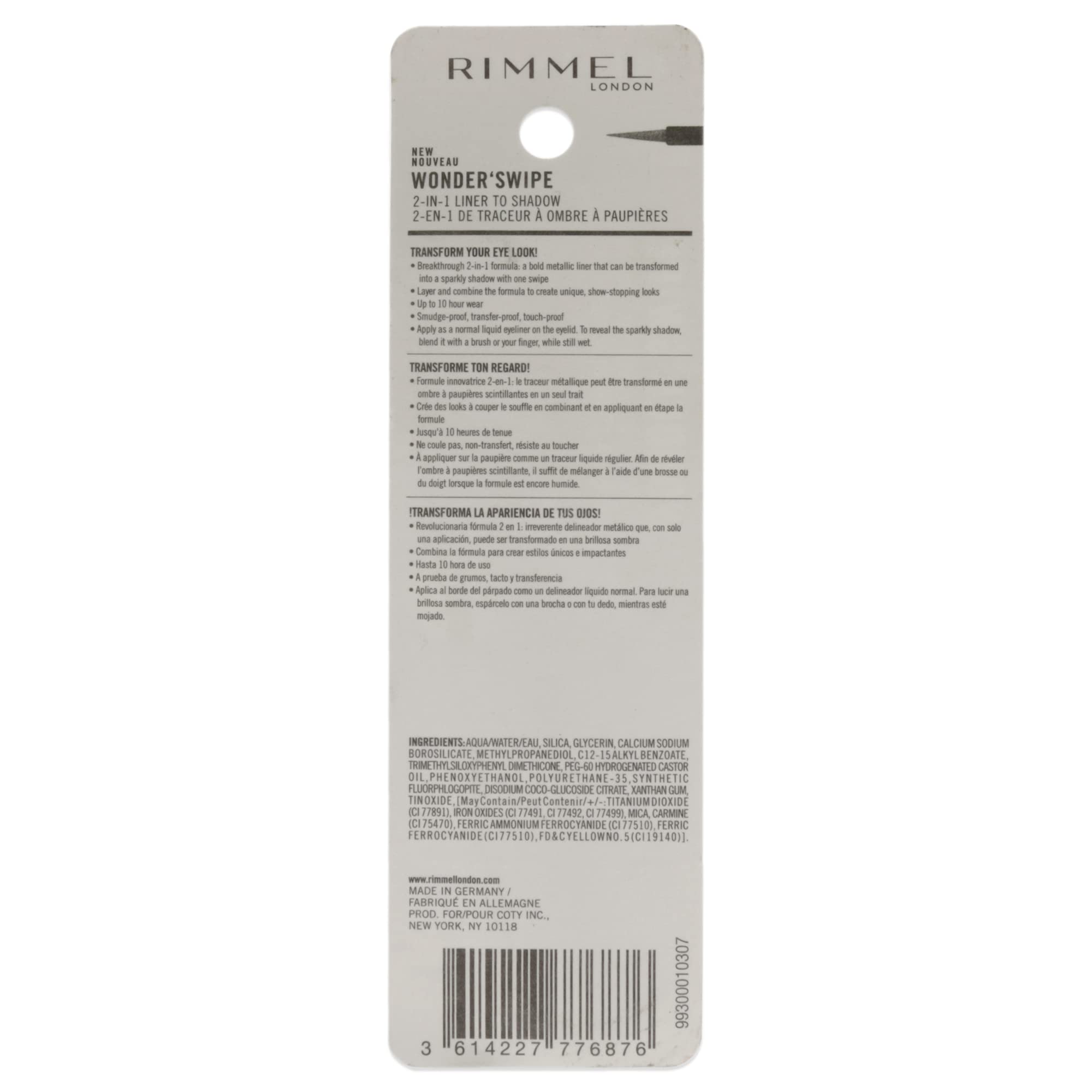 Rimmel Wonder Swipe 2-in-1 Liner to Shadow Eyeliner Women 0.06 Oz