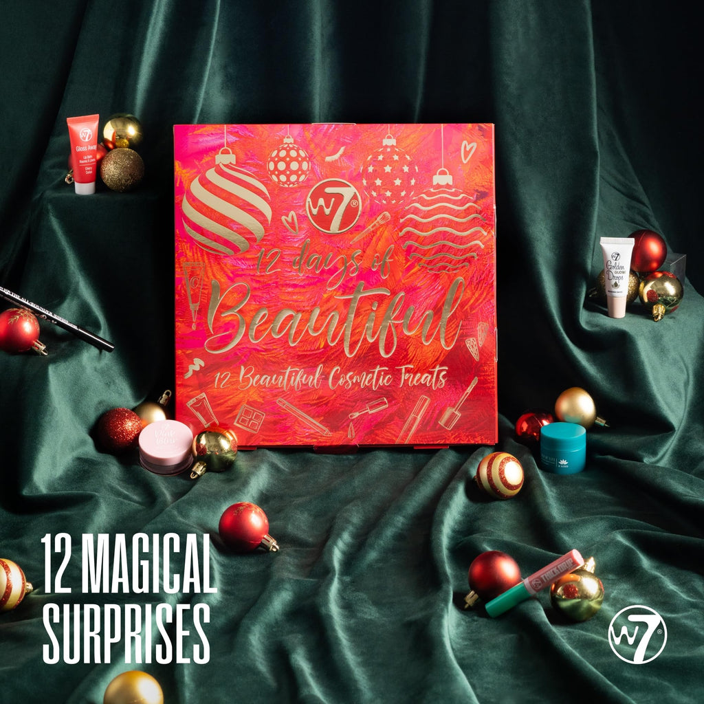 W7 12 Days of Beautiful Advent Calendar 2025-12 Individually Boxed Makeup & Cosmetic Surprises - Cruelty Free, Christmas Stocking Stuffer