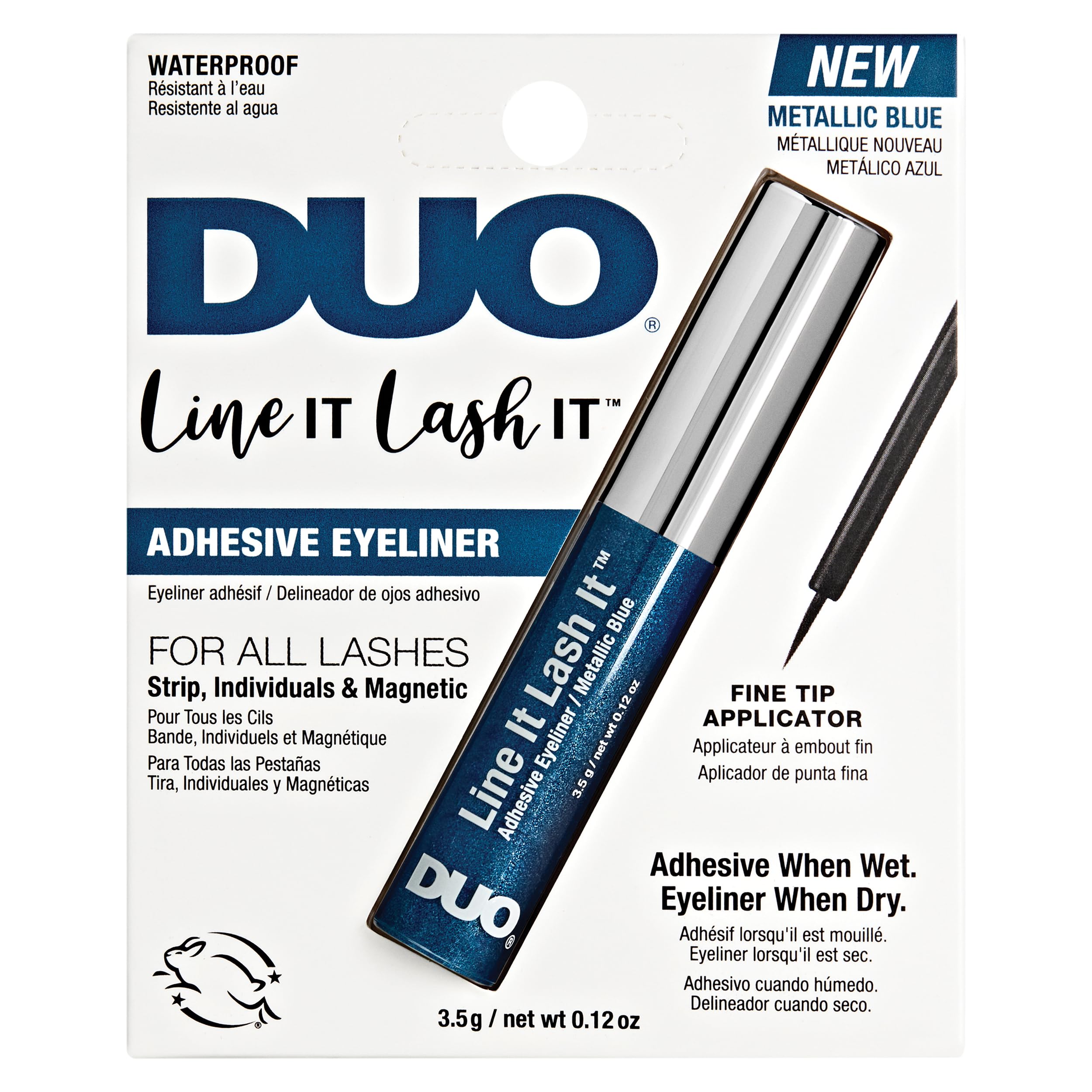 DUO Line It Lash It Lash Glue Liner – Metallic Blue, 2-in-1 Eyeliner & Eyelash Adhesive for Strip & Cluster Lashes, 0.12 oz