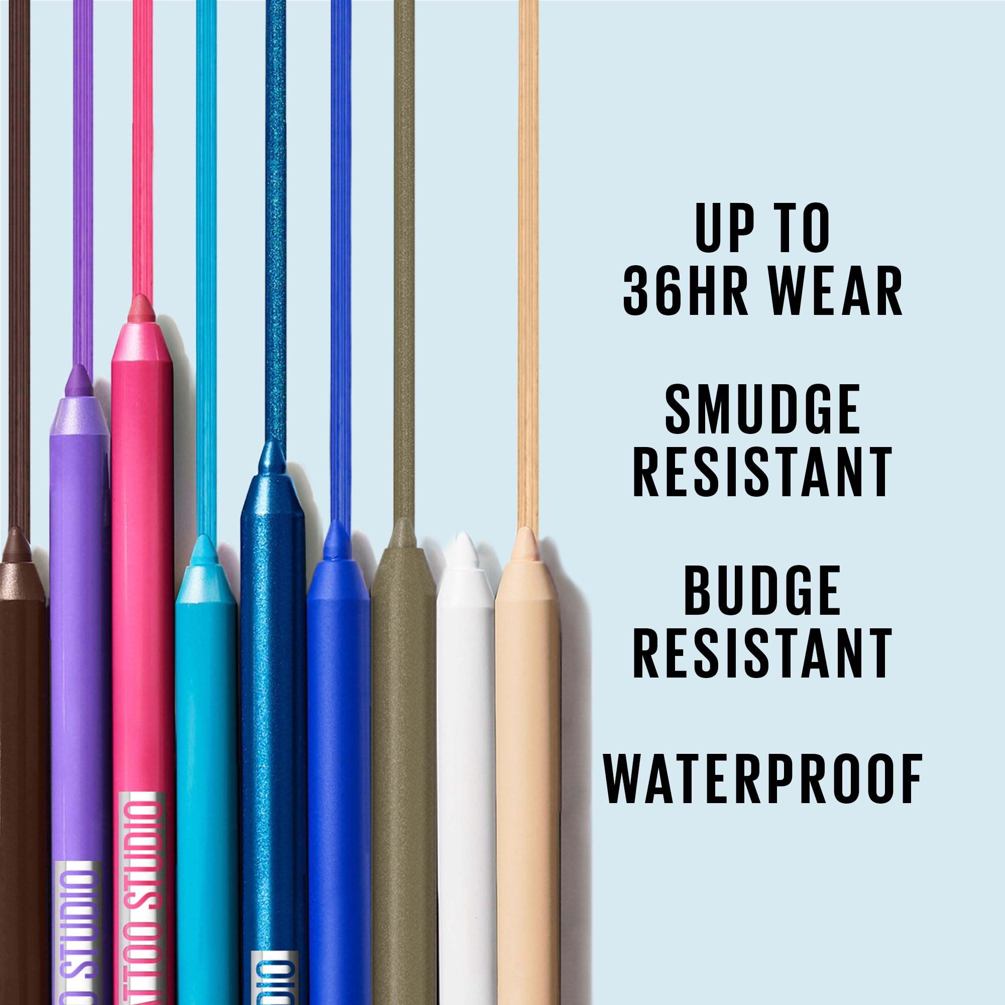 MAYBELLINE New York Tattoo Studio Long Lasting Sharpenable Eyeliner Pencil Glide on Smooth Gel Pigments with 36 Hour Wear Waterproof