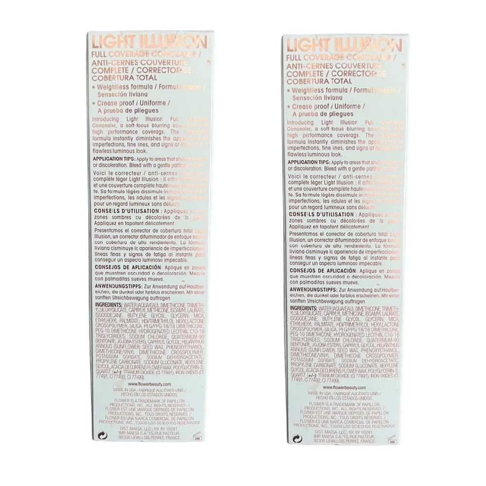 Pack of 2 Flower Beauty Light Illusion Full Coverage Concealer, Deep D2-3