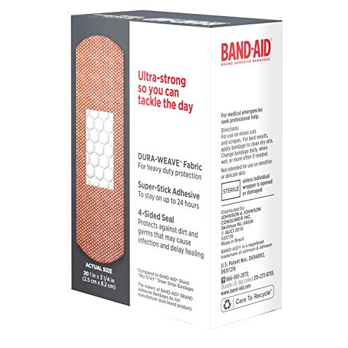 Band-Aid Brand Tough Strips Adhesive Bandage for Minor Cuts & Scrapes, All One Size, 20 ct