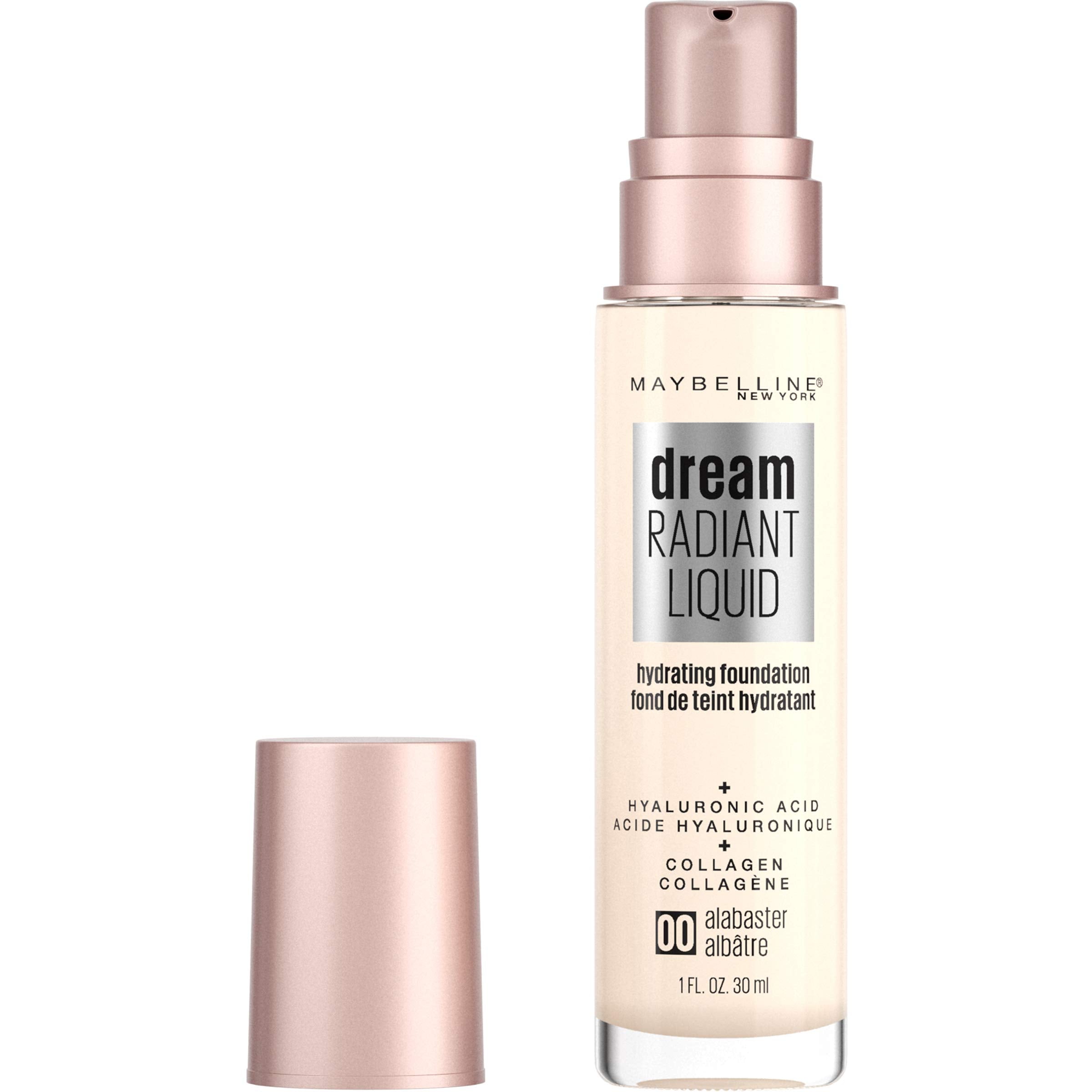Maybelline dream Radiant Liquid Medium Coverage Hydrating Makeup, Lightweight Liquid Foundation, Alabaster, 1 Fl. Oz