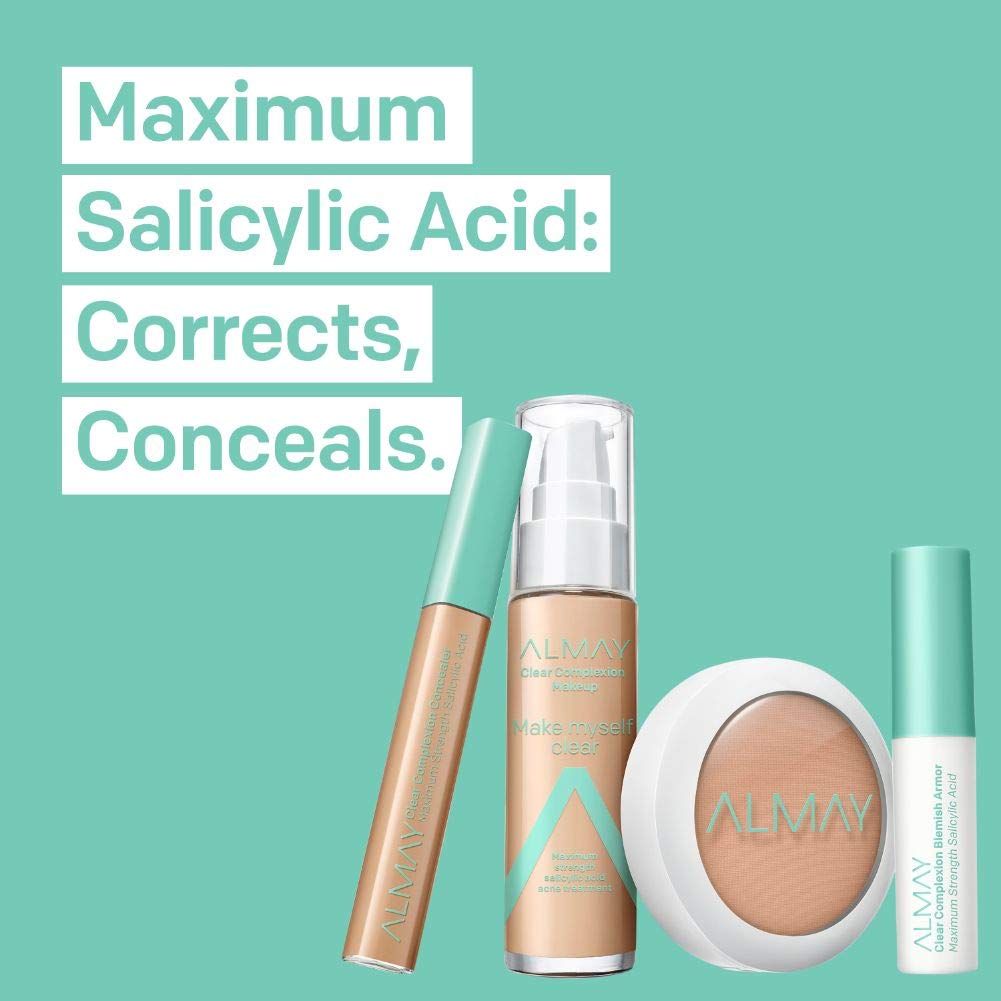 Foundation by Almay, Acne Face Makeup with Salicylic Acid, Face Makeup with Skincare Ingredients, Matte Finish, Hypoallergenic, Cruelty Free, Dermatologist Tested Foundation