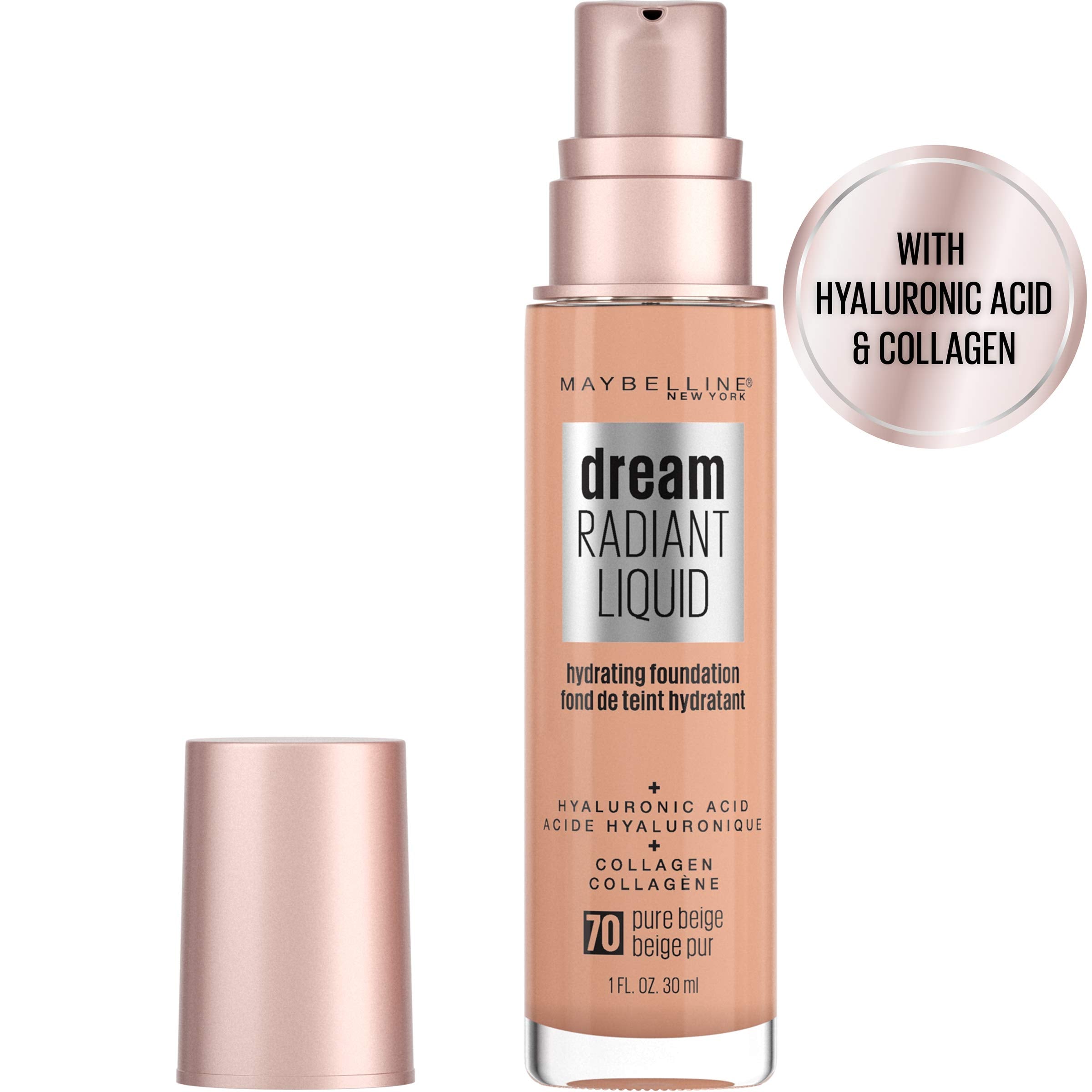 Maybelline dream Radiant Liquid Medium Coverage Hydrating Makeup, Lightweight Liquid Foundation, Alabaster, 1 Fl. Oz