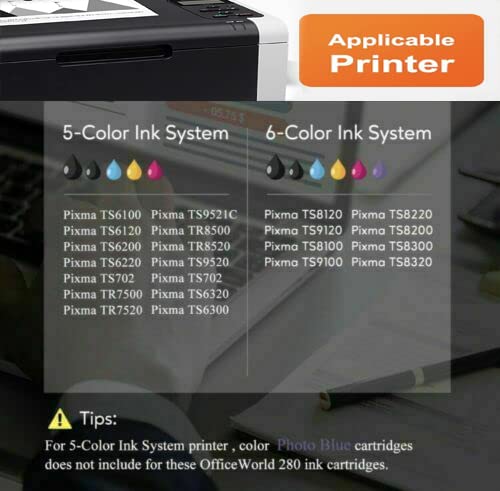 Yulain Compatible Ink Cartridge Inkjet, Replacement for Canon 280 281 XXL PGI280XXL CLI281XXL PGI 280XXL CLI 281XXL, TR8520 TR8620 TS6220 TS6320 TR7520 TS6120 TS9120 TS8120 TS8320 Printer, 7 Packs