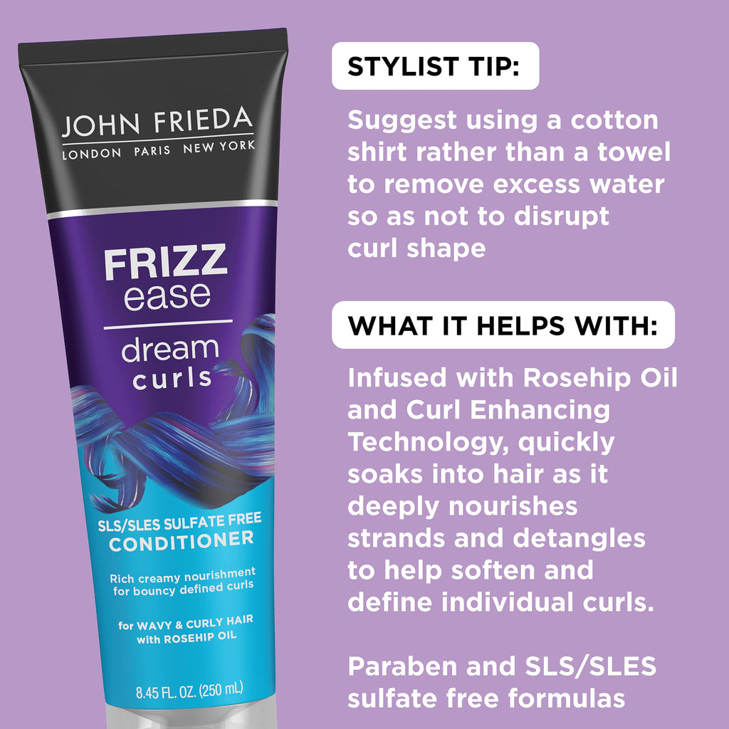 John Frieda Frizz Ease Dream Curls Curly Hair Conditioner, SLS/SLES Sulfate-Free