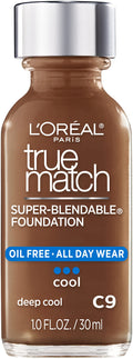 L’Oréal Paris Makeup True Match Super-Blendable Liquid Foundation, Deep Cool C9, 1 Fl Oz, 1 Count