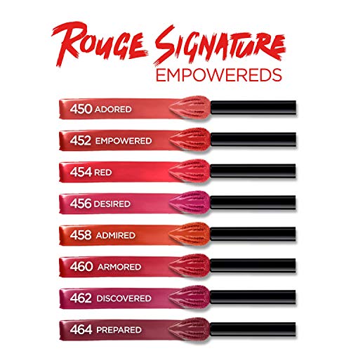 L'Oréal Paris Makeup Rouge Signature, Lasting Matte Lip Stain, Ultra Lightweight, Ultra Comfortable, High Pigment Color, Precise Applicator Shapes & Lines Lips