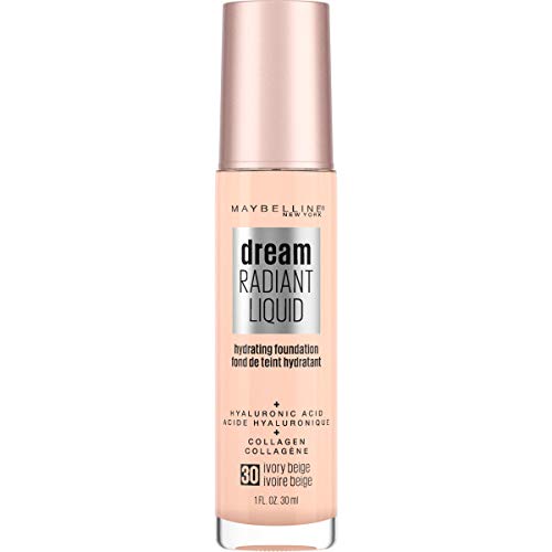 Maybelline dream Radiant Liquid Medium Coverage Hydrating Makeup, Lightweight Liquid Foundation, Alabaster, 1 Fl. Oz