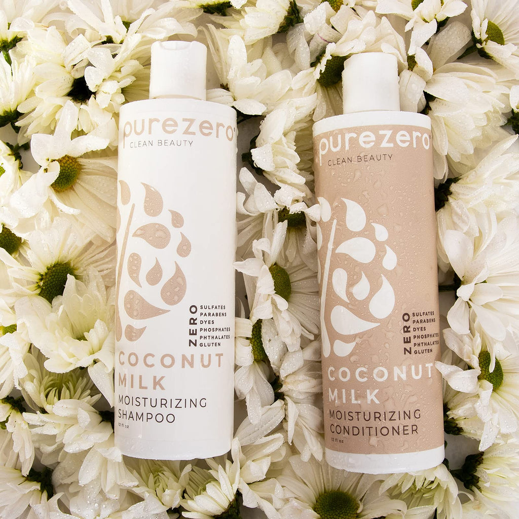 Purezero Coconut Milk Moisturizing Conditioner - 12 Fl Ounces - Intense Hydration & Increase Shine - Fight Dandruff & Frizz - Zero Sulfates, Parabens, Dyes - 100% Vegan & Cruelty Free