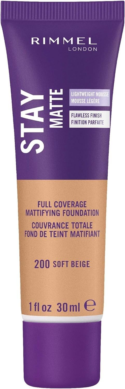 Rimmel Stay Matte Foundation Soft Beige 1 Fluid Ounce Bottle Soft Matte Powder Finish Foundation for a Naturally Flawless Look
