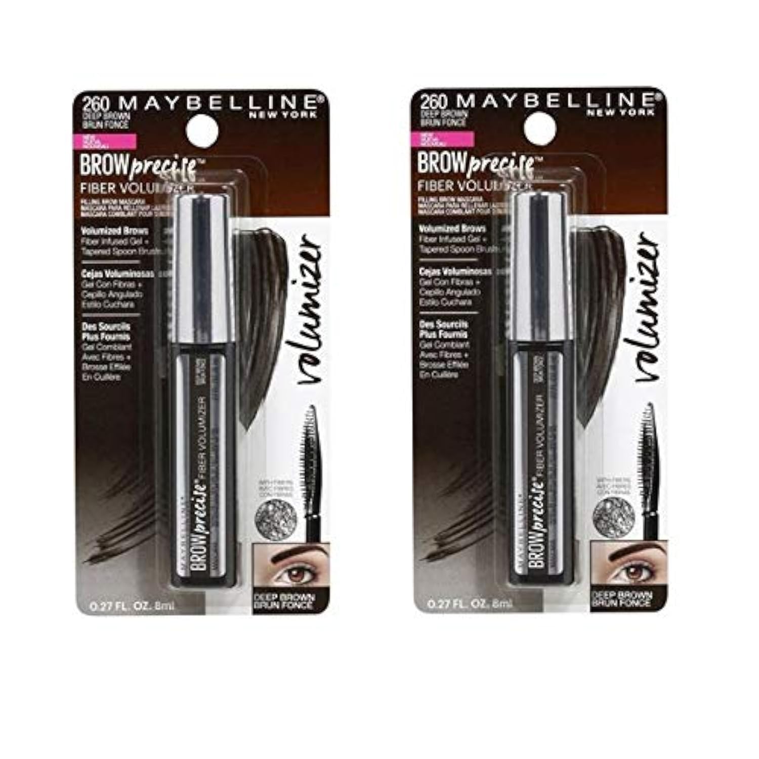 Maybelline New York Maybelline Express Brow 2-in-1 Pencil and Powder, Deep Brown, 0.02 Fl. Ounce, 260 Deep Brown, 0.02 fluid_ounces (Pack of 2)
