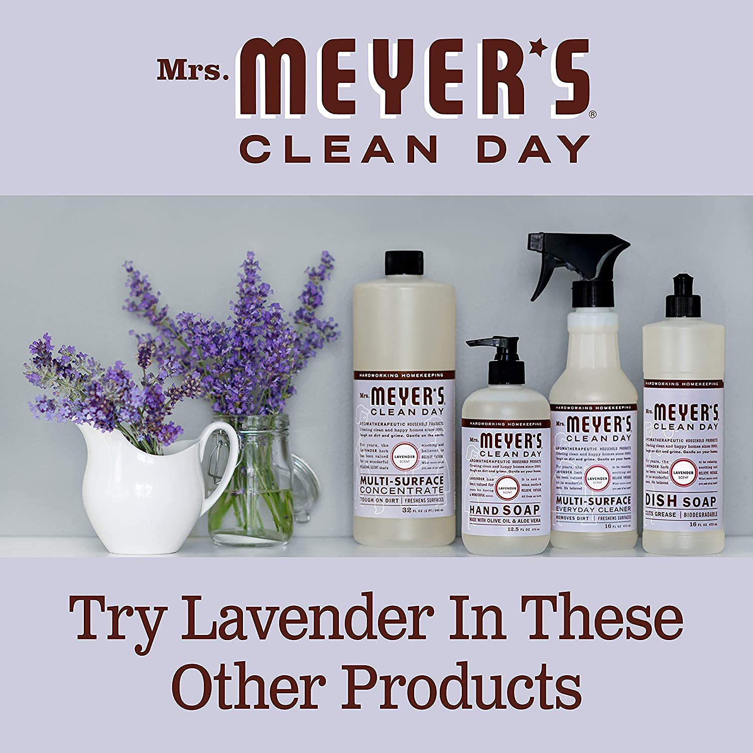 Mrs. Meyer's Liquid Hand Soap, Cruelty Free and Biodegradable Hand Wash Formula Made with Essential Oils,16 oz - Pack of 2 (Lavender)