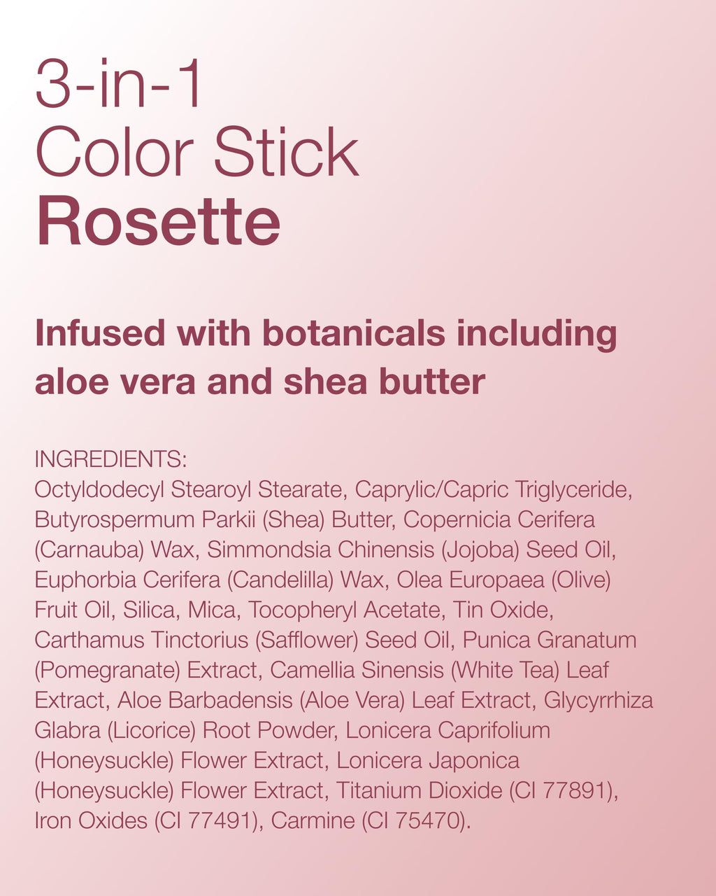 Mineral Fusion 3-in-1 Color Stick - Hydrating Cream Blush Tint for Cheek, Lip and Eye - Natural Multi Use Makeup (Rosette)