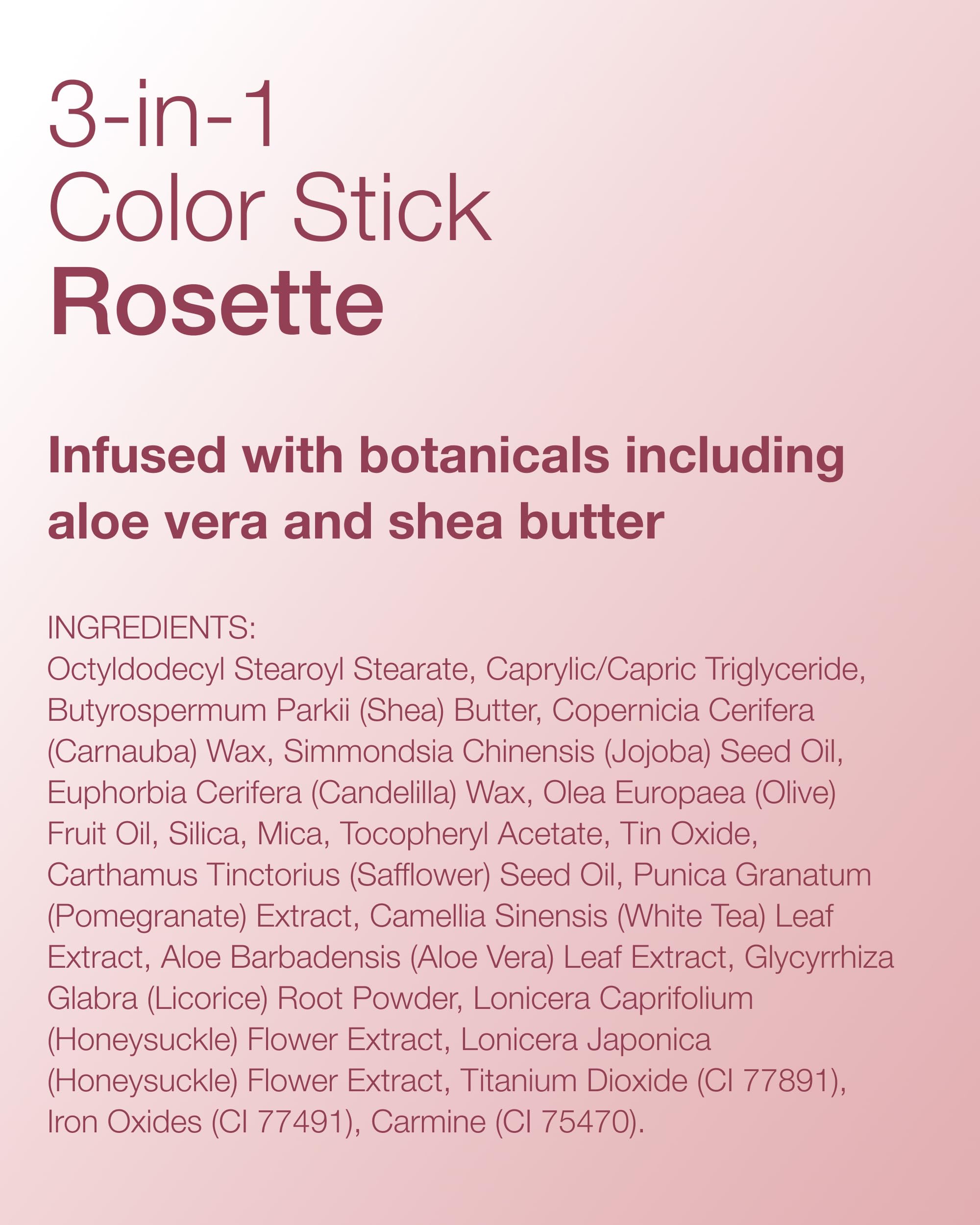Mineral Fusion 3-in-1 Color Stick - Hydrating Cream Blush Tint for Cheek, Lip and Eye - Natural Multi Use Makeup (Rosette)