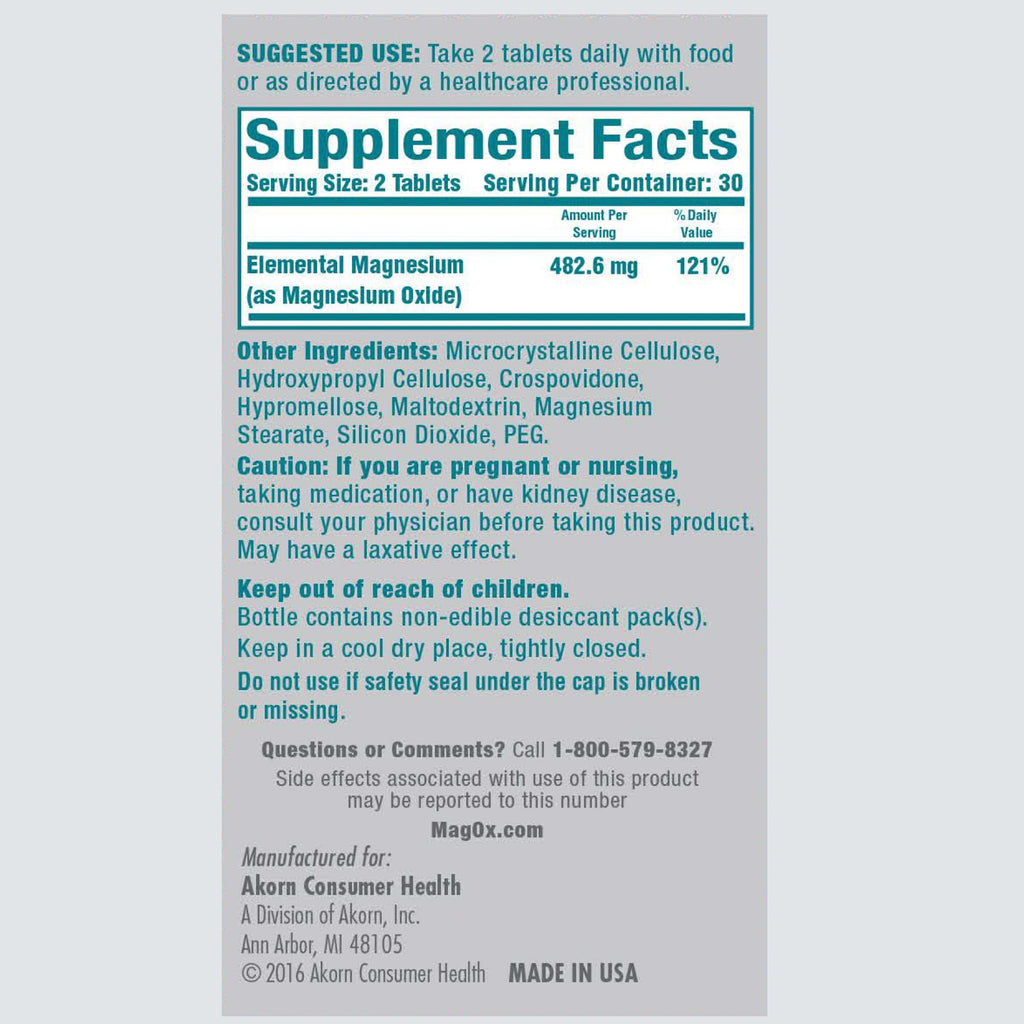 Mag-Ox 400 Magnesium Mineral Dietary Supplement Tablets