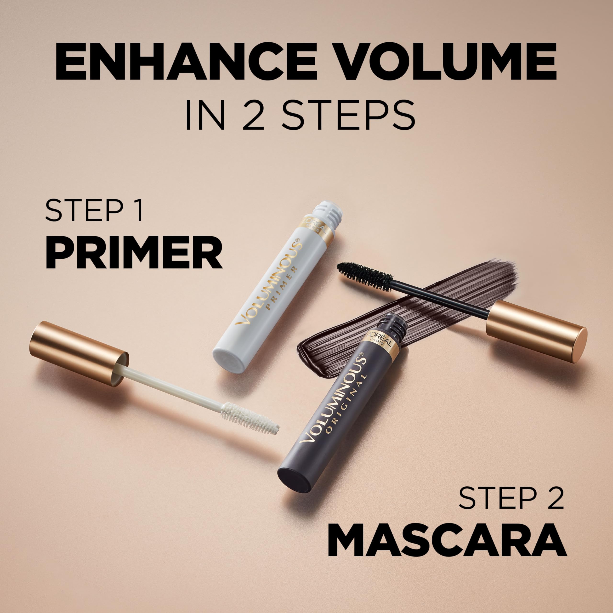 L'Oreal Paris Makeup Voluminous Original Volume Building Waterproof Mascara, Black Brown, 1 Count