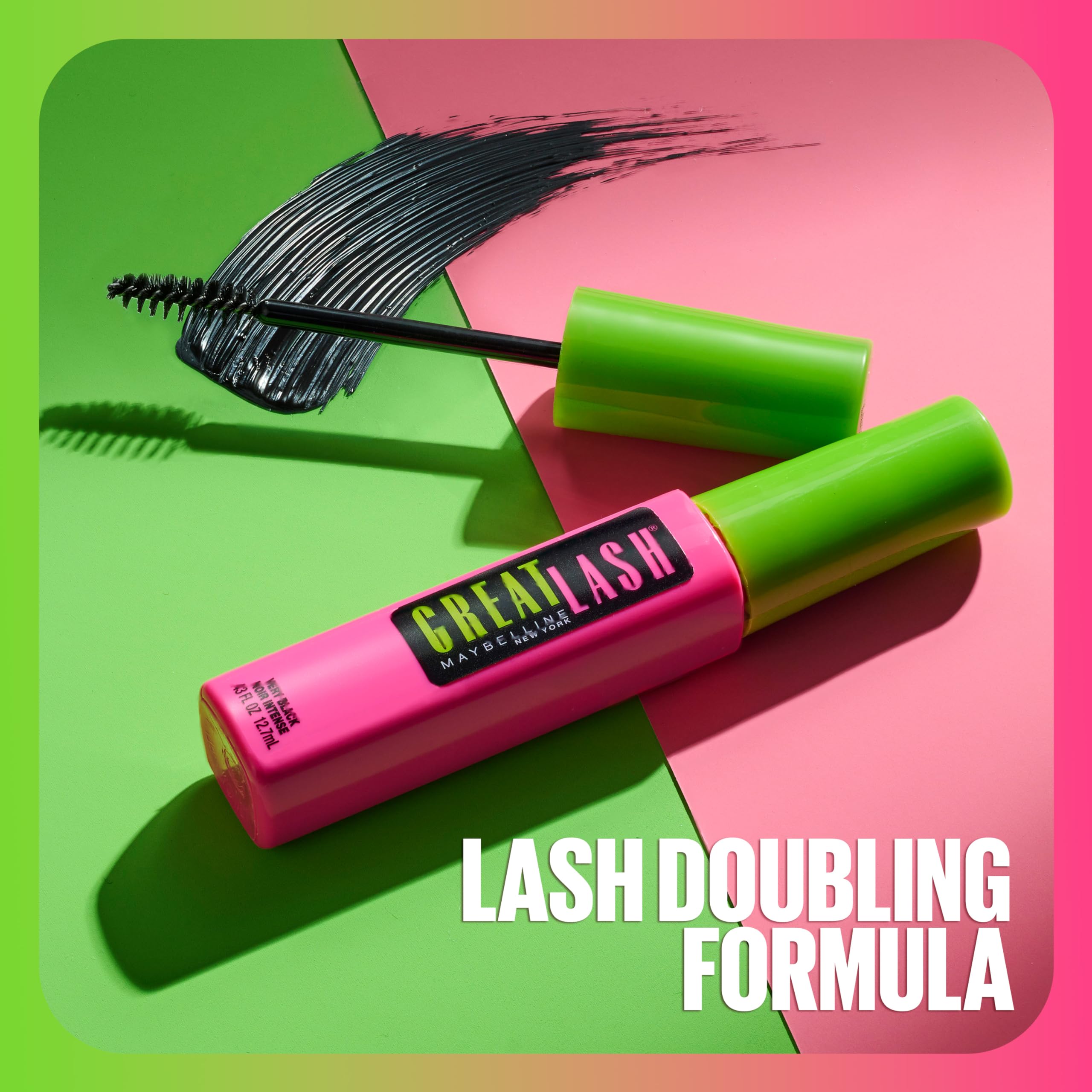 Maybelline New York Great Lash Washable Mascara Makeup, Blackest Black, 2 Count