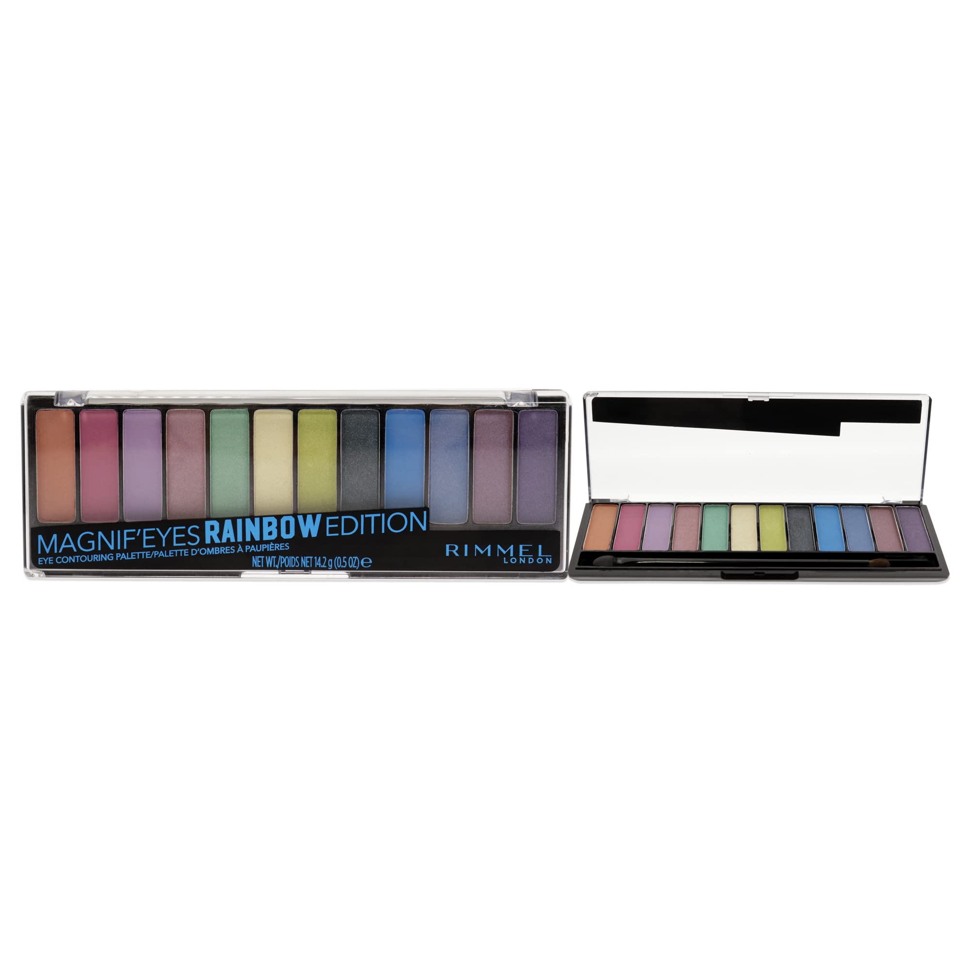 Rimmel London Magnif'Eyes Eyeshadow Palette, 12 Shades, Blendable Formula, Versatile, 010, Thunderstorm, 0.5oz