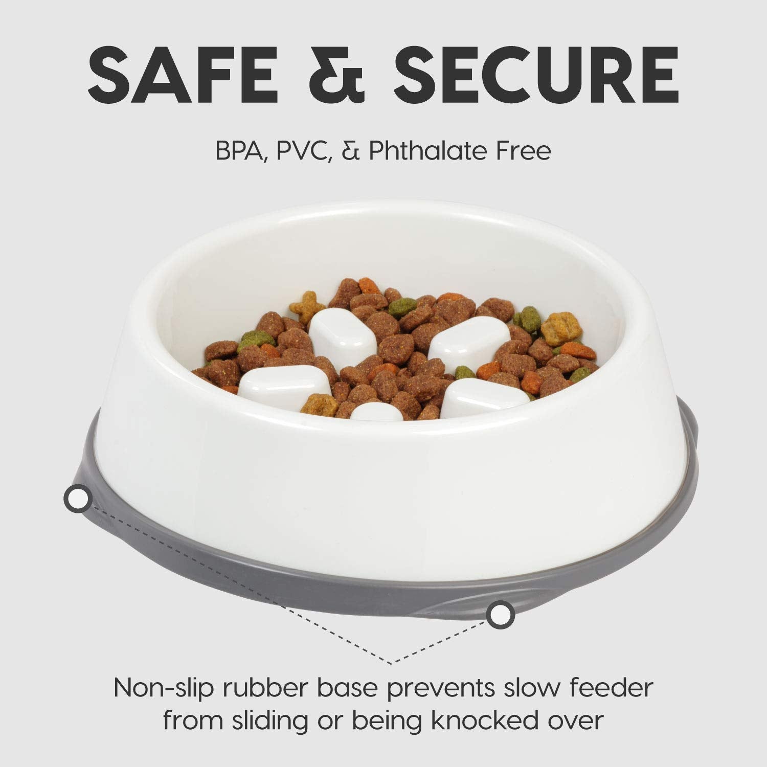 IRIS USA Non Slip Slow Feeder Dog Bowl - Non Slip Dog Puzzle Bowl