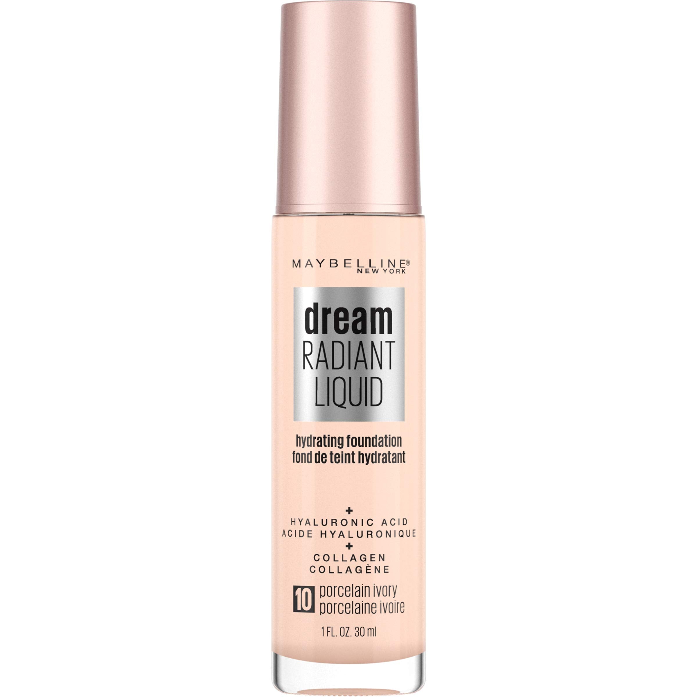Maybelline dream Radiant Liquid Medium Coverage Hydrating Makeup, Lightweight Liquid Foundation, Alabaster, 1 Fl. Oz