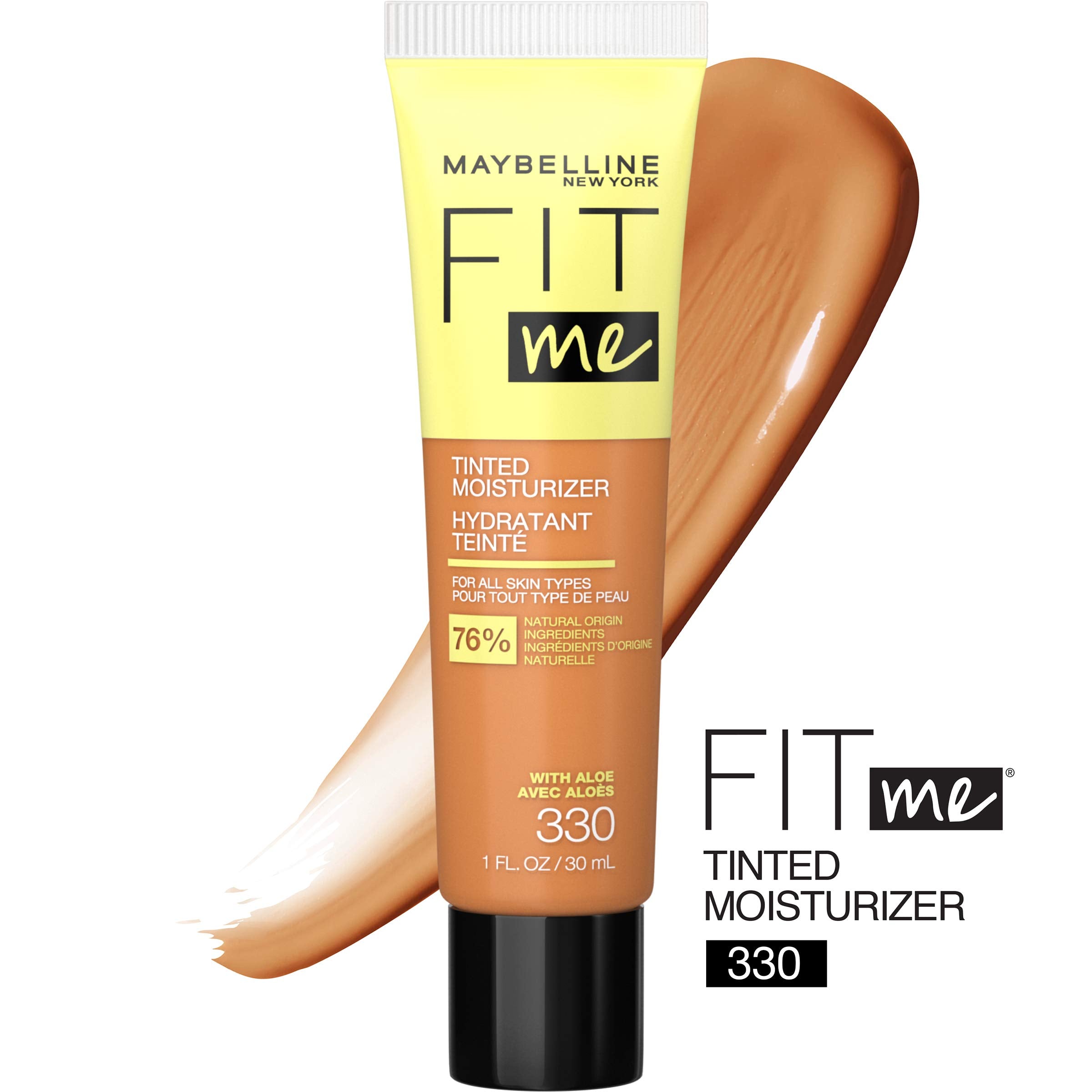 Fit Me Tinted Moisturizer, Fresh Feel, Natural Coverage, 12H Hydration, Evens Skin Tone, Conceals Imperfections, for All Skin Tones and Skin Types
