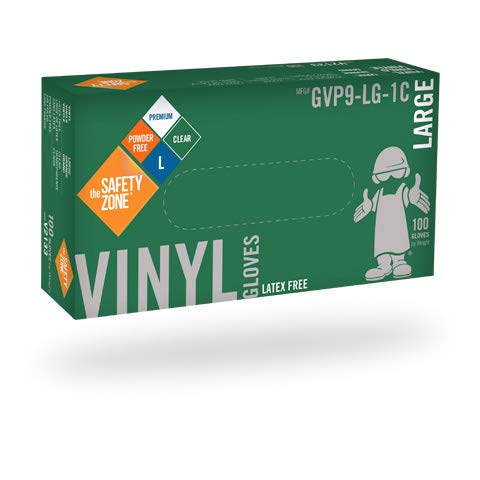 The Safety Zone Small Clear Premium Powder Free Vinyl Glove (Case, 10 Boxes, 100 Gloves per Box)