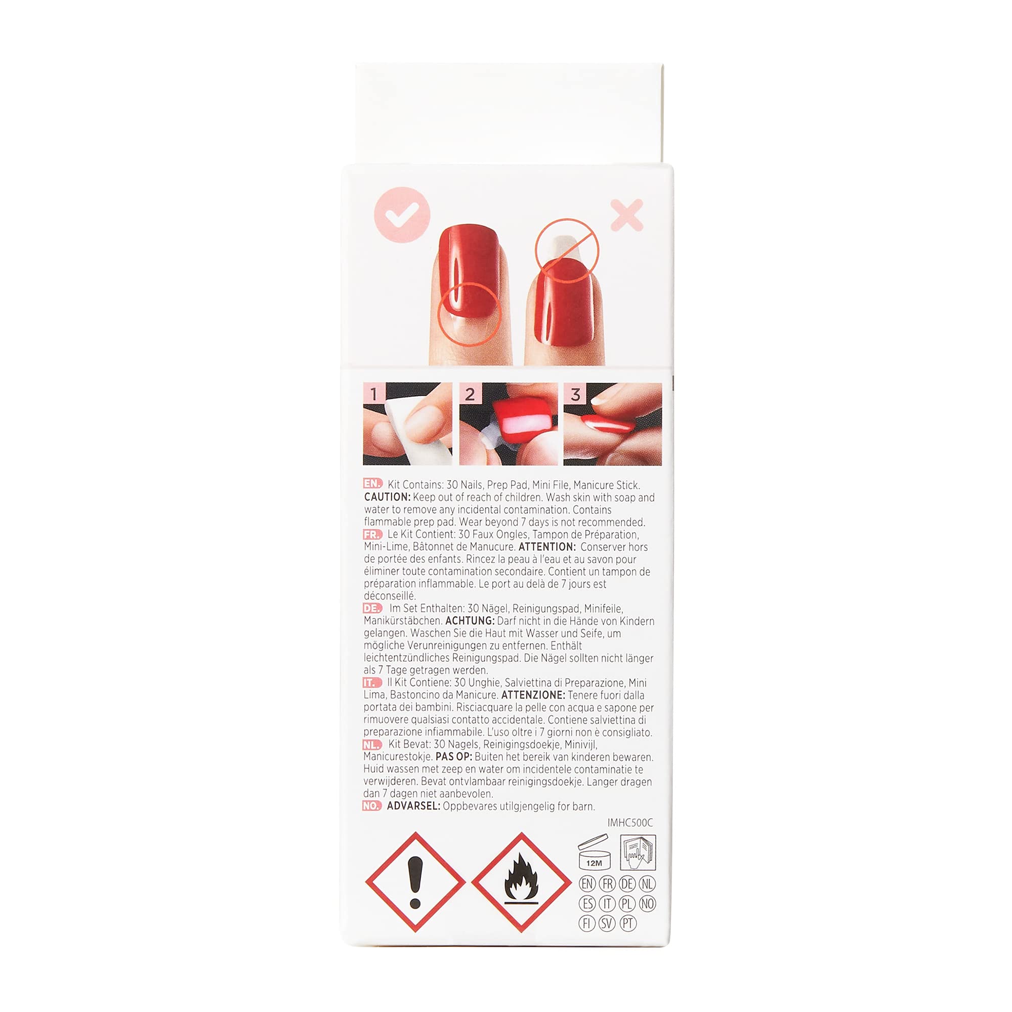 KISS imPRESS Limited Edition Holiday Press-On Nails, Short Size Square Fake Nails, with Prep Pad, Mini Nail File, Cuticle Stick, & 30 False Nails