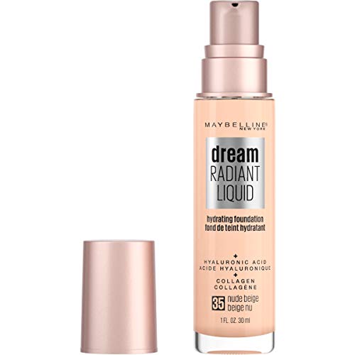 Maybelline dream Radiant Liquid Medium Coverage Hydrating Makeup, Lightweight Liquid Foundation, Alabaster, 1 Fl. Oz