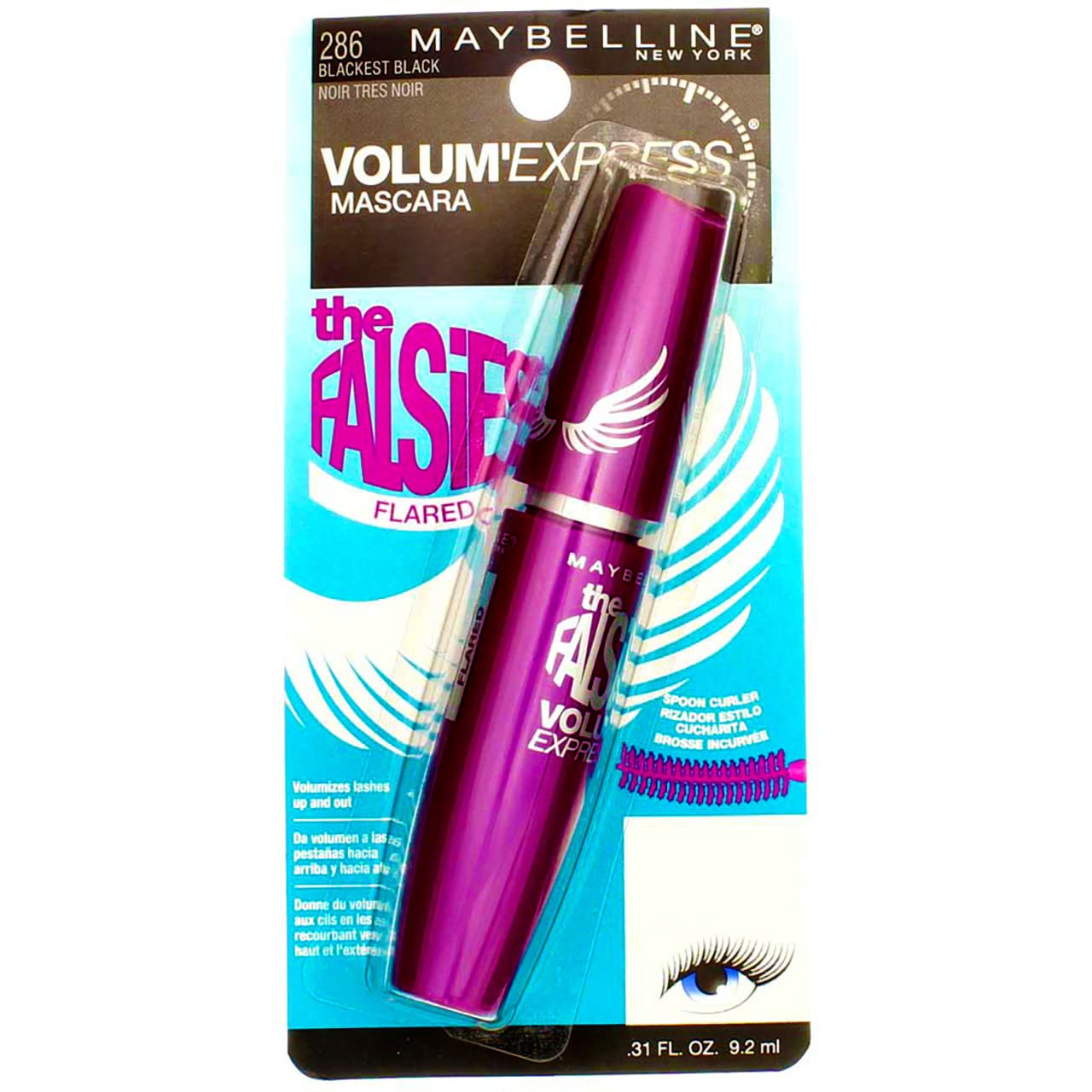 Maybelline New York, Volum' Express The Falsies Flared Washable Mascara, Blackest Black 00, 1 Count