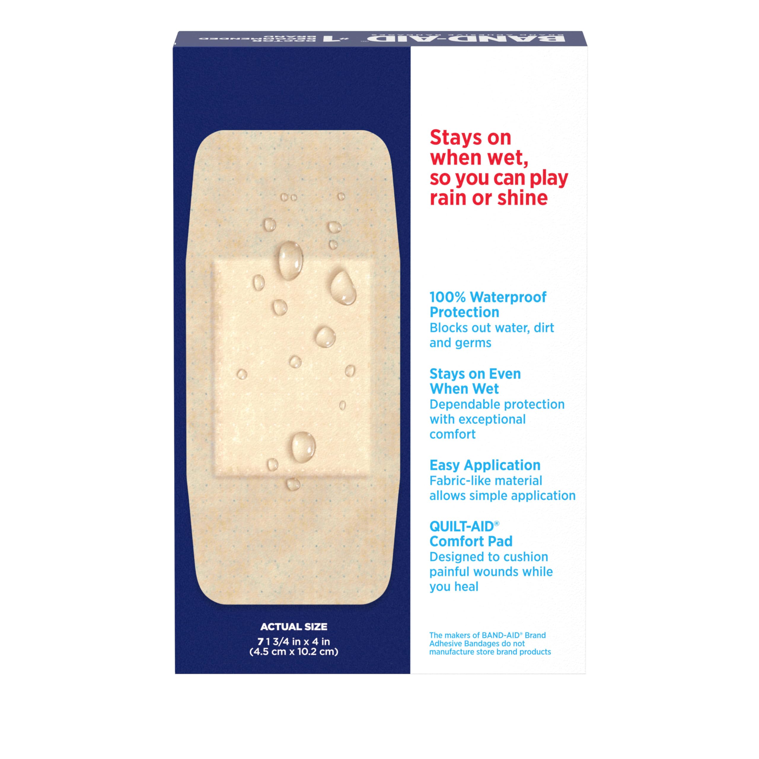 Band-Aid Brand Water Block Flex 100% Waterproof Adhesive Bandages for First-Aid Wound Care of Minor Cuts, Scrapes & Wounds, Ultra-Flexible Design, Sterile, All One Size, 3 x 20 ct