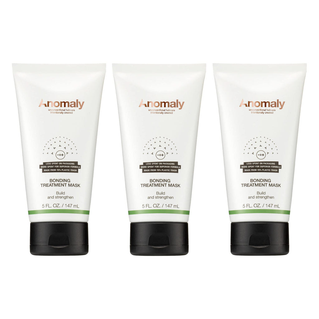 Anomaly - Haircare Bonding Treatment Hair Mask with Keratin & Quinoa Protein Repair Dry Damaged Hair | Strengthen & Protect | Sulfate Free & Paraben Free | Eco Friendly & Sustainable Packaging from Ocean Plastic, 5 fl. oz. (Pack of 3)