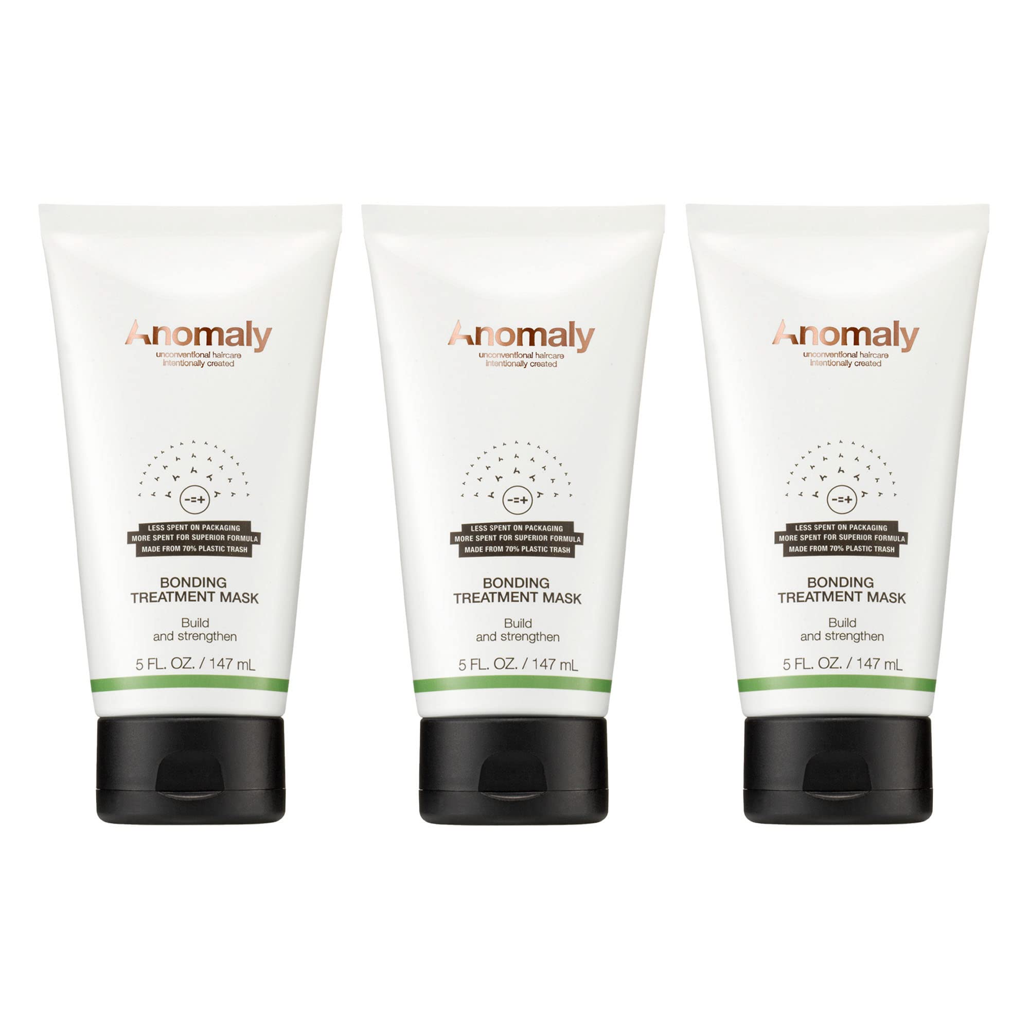 Anomaly - Haircare Bonding Treatment Hair Mask with Keratin & Quinoa Protein Repair Dry Damaged Hair | Strengthen & Protect | Sulfate Free & Paraben Free | Eco Friendly & Sustainable Packaging from Ocean Plastic, 5 fl. oz. (Pack of 3)