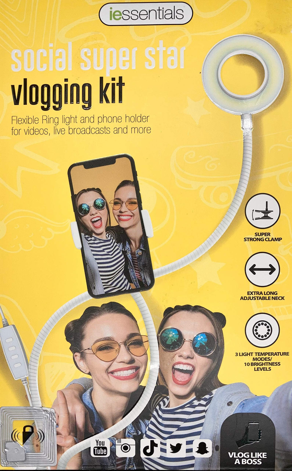 iEssentials - Phone Holder and Ring Light - Great for vlogging, YouTube, TikTok, Snapchat, Instagram, and More!