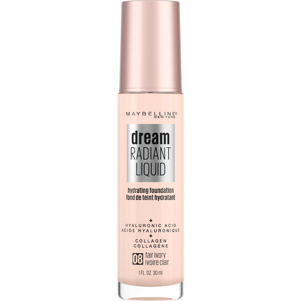 Maybelline dream Radiant Liquid Medium Coverage Hydrating Makeup, Lightweight Liquid Foundation, Alabaster, 1 Fl. Oz