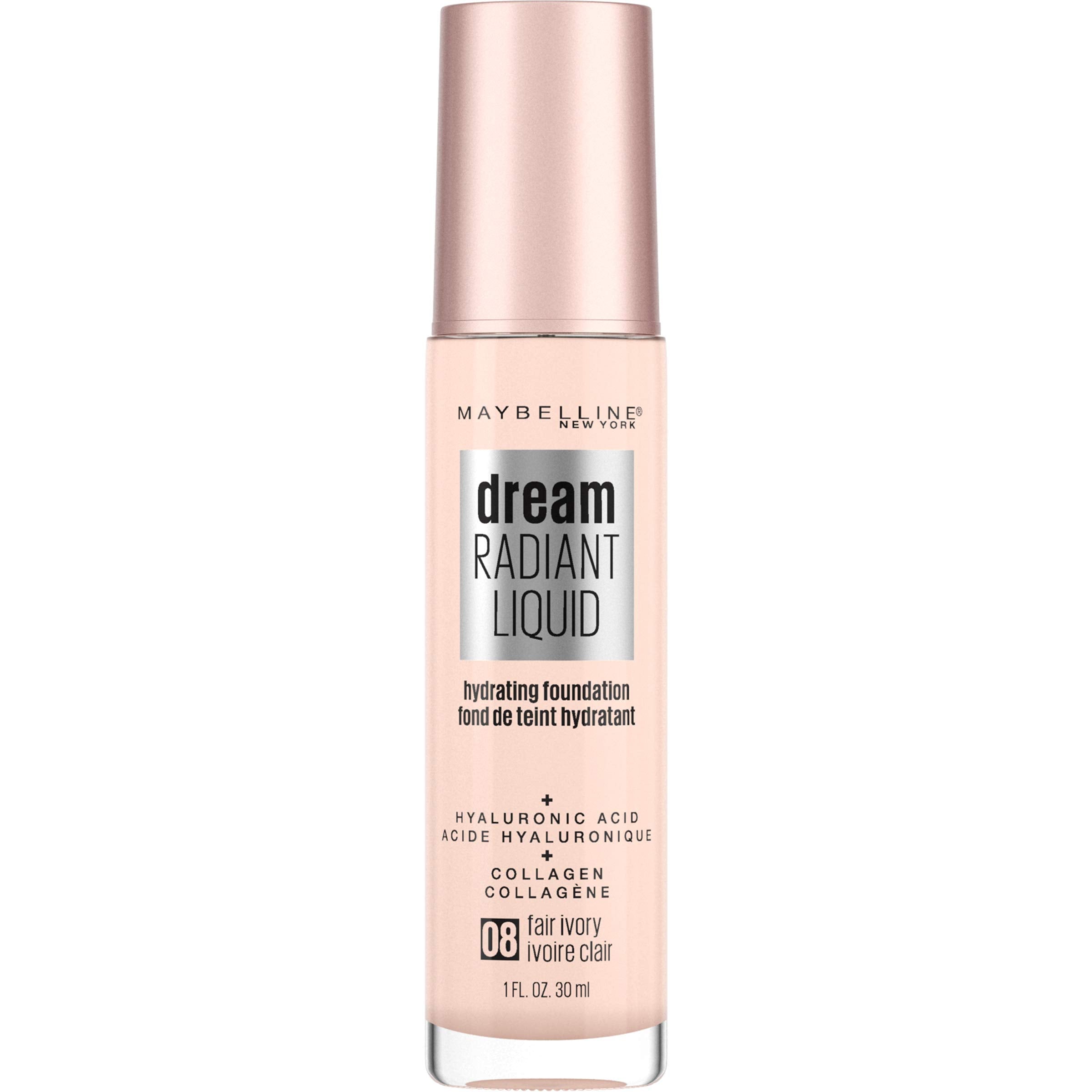Maybelline dream Radiant Liquid Medium Coverage Hydrating Makeup, Lightweight Liquid Foundation, Alabaster, 1 Fl. Oz