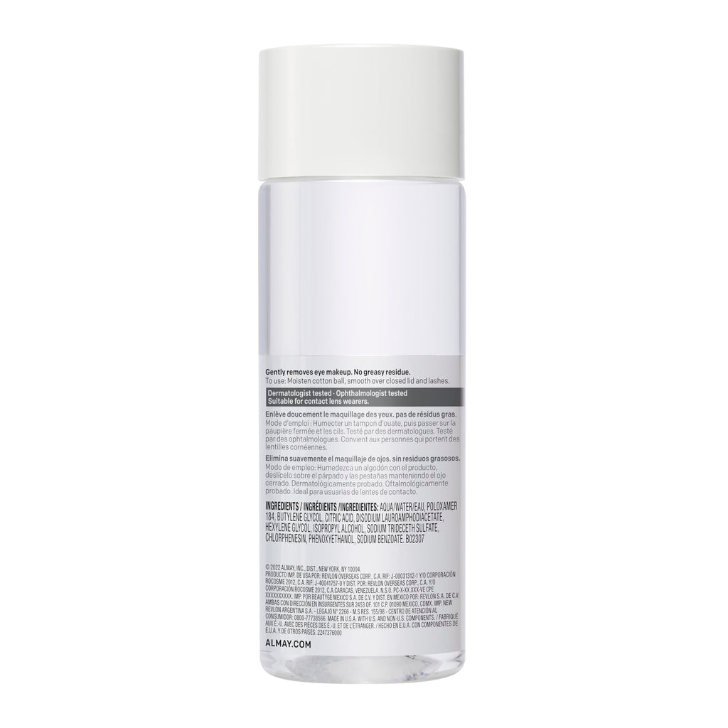 Almay Longwear & Waterproof Eye Makeup Remover Liquid, Hypoallergenic, Cruelty Free, Ophthalmologist Tested