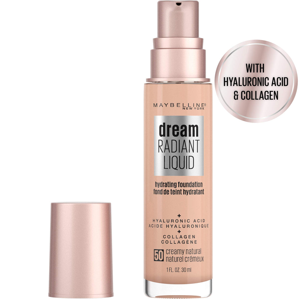 Maybelline dream Radiant Liquid Medium Coverage Hydrating Makeup, Lightweight Liquid Foundation, Alabaster, 1 Fl. Oz