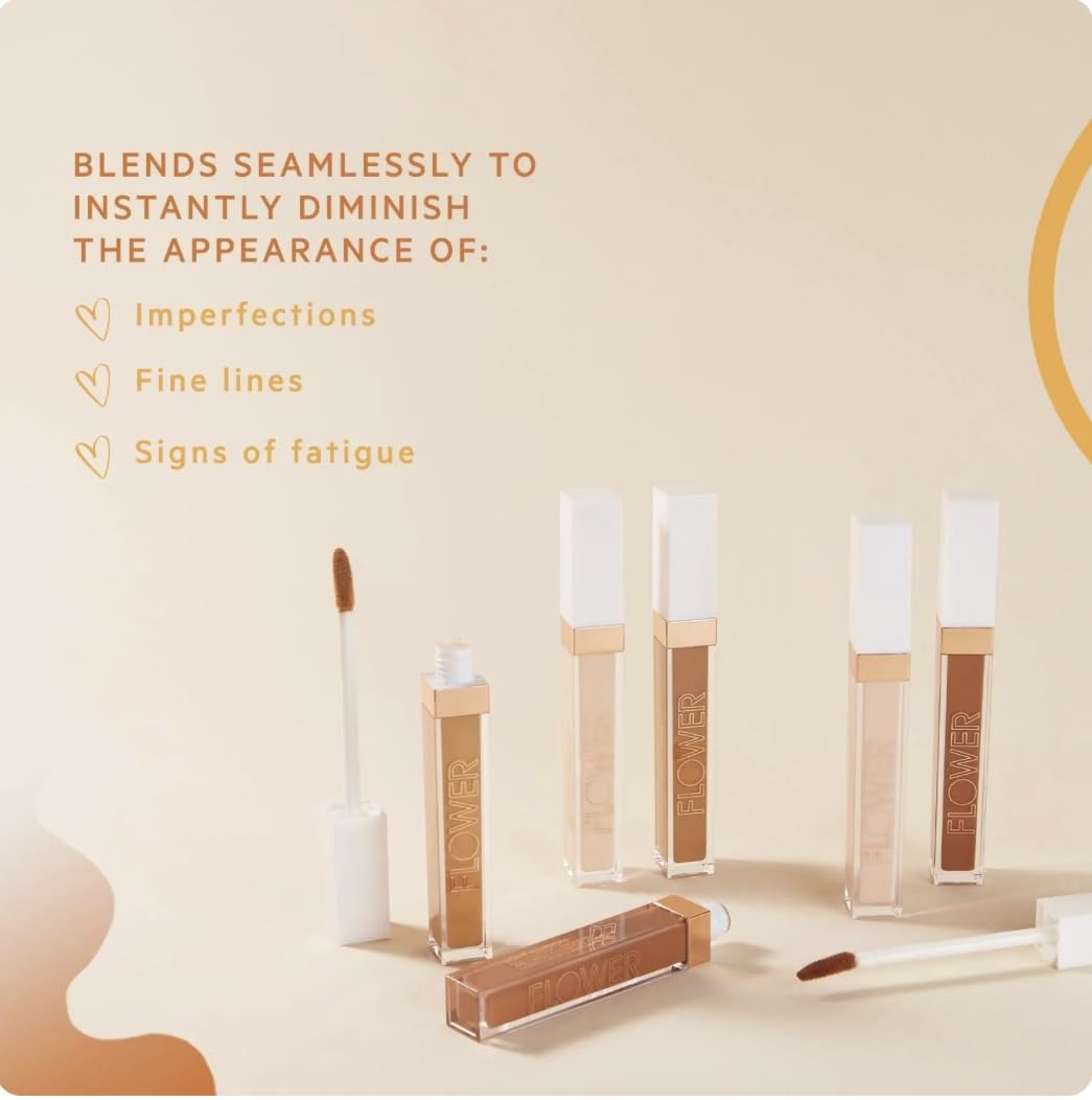 FLOWER BEAUTY By Drew Barrymore Light Illusion Full Coverage Concealer - Diffuse Dark Under Eye Circles + Blurs Blemishes Weightless Formula Crease Proof Makeup